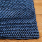 SAFAVIEH Natura Collection Runner Rug - 2'3" x 8', Navy & Blue, Handmade Wool Blend, Textured Design, Ideal for Hallway, Bedroom, Foyer (NAT620M)