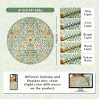 Round Rug 4ft Grass Green Washable Floral Circle Rug,Vintage Boho Botanical Round Area Rugs, Non-Slip Soft Low-Pile Circular Carpet for Bedroom,Kids Room,College Dorm,Home Decor