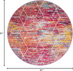 Unique Loom Trellis Frieze Collection Area Rug - Geometric (5' Round, Multi/ Ivory)