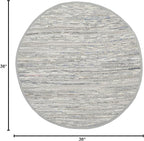 SAFAVIEH Rag Rug Collection Area Rug - 3' Round, Grey, Handmade Boho Stripe Cotton, Ideal for High Traffic Areas in Living Room, Bedroom (RAR121A)