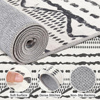 Nakagishi Black Rug Living Room 5X7: Washable Boho Large Neutral Soft Rug Modern Stain Resistant Moroccan Indoor Non-Slip Carpet for Bedroom Kids Playroom Office Dining Room Classroom Dorm