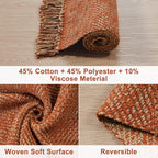 Collive Hallway Runner Rug, 2' x 5' Soft Washable Kitchen Runner Rug, Terracotta Contemporary Modern Laundry Room Rugs Indoor Hand-Woven Cotton Carpet for Bedroom Entryway Front Door