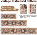 XWZO Washable Hallway Runner Rug 2x8ft — Non-Slip Low Pile Area Rug with Rubber Backing, Spill Resistant Soft Vintage Floor Carpet Runner for Kitchen Entryway Doorway Bedroom Corridor, Brick Red