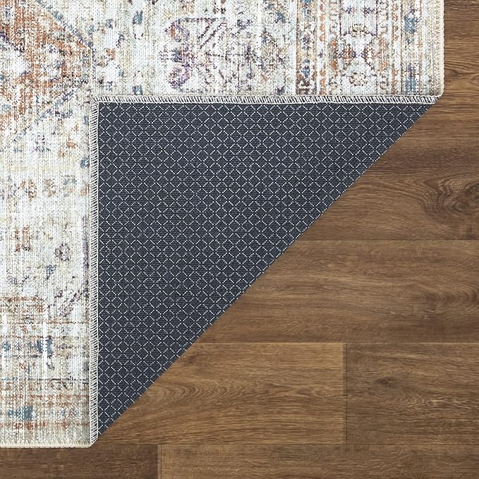 Bloom Rugs Washable Non-Slip 12 ft Runner - Peach/Beige Traditional Runner for Entryway, Hallway, Bathroom, and Kitchen - Exact Size: 2.5' x 12'