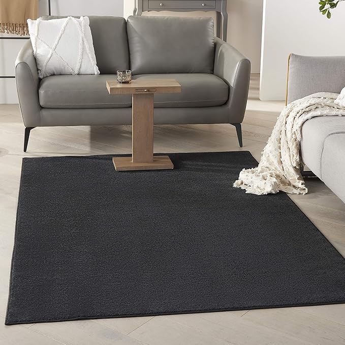 Nourison Home Nourison Essentials Black 6' x 9' Area Rug - Easy Clean, Non Shedding, Bed Room, Living Room, Dining Room, Kitchen (6' x 9')