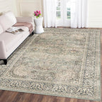 5X7 Area Rugs for Living Room - Large Washable Rugs 5x7 Vintage Rug Throw Low Pile Rug Non-Slip Distressed Carpet for Bedroom, Office, Kitchen,Entryway, Dining Room, Olive Charcoal