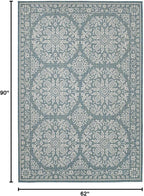 FH Home Flat Woven Outdoor Rug - Waterproof, Easy to Clean, Stain Resistant - Premium Polypropylene Yarn - Farmhouse - Patio, Porch, Deck, Balcony - Marbella - Ocean - 5ft 4in x 7ft 6in
