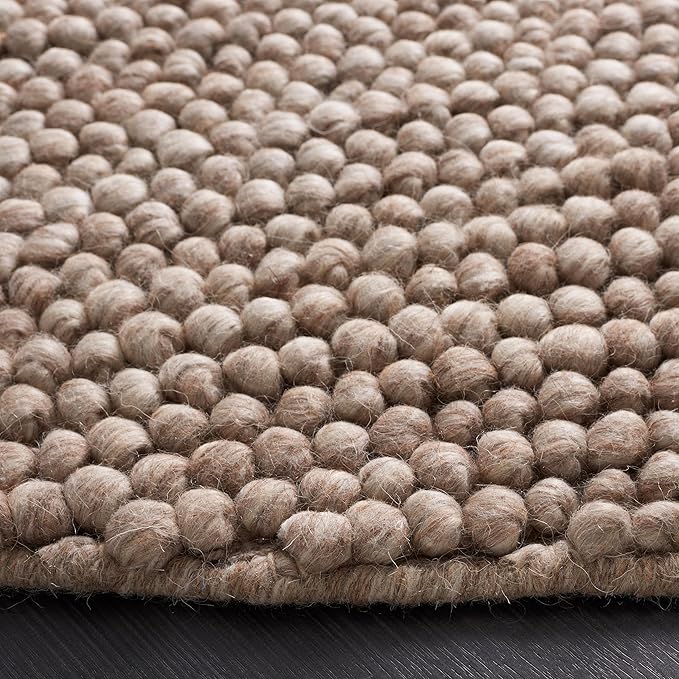 SAFAVIEH Natura Collection Area Rug - 4' Round, Brown, Handmade Wool Blend, Textured Design, Ideal for Living Room, Bedroom, Dining Space (NAT620T)