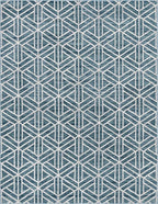 Rugs.com Lattice Trellis Collection Rug – 9' x 12' Blue Low-Pile Rug Perfect for Living Rooms, Large Dining Rooms, Open Floorplans
