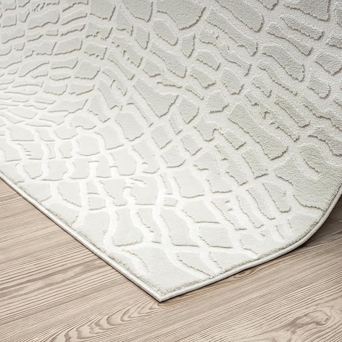 Abani Neutral Cream Area Rug for Living Room, Bedroom - Pebble Pattern - 2' x 3' - Durable & Easy to Clean
