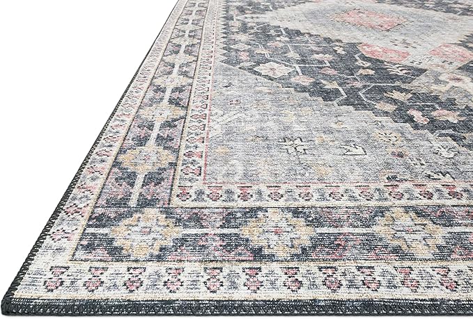 Loloi Skye Collection SKY-02 Charcoal/Multi 6'-0" x 6'-0" Round Area Rug
