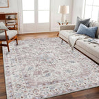 Area Rug 5'x7' Washable Rug Traditional Floor Cover Thin Retro Kitchen Indoor Distressed Non Slip Carpet for Living Room Bedroom Dining Room