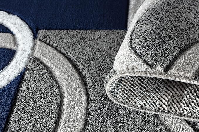 GLORY RUGS Area Rug Modern Soft Hand Carved Contemporary Floor Carpet with Premium Fluffy Texture for Indoor Living Dining Room and Bedroom Area (5x7, Navy)