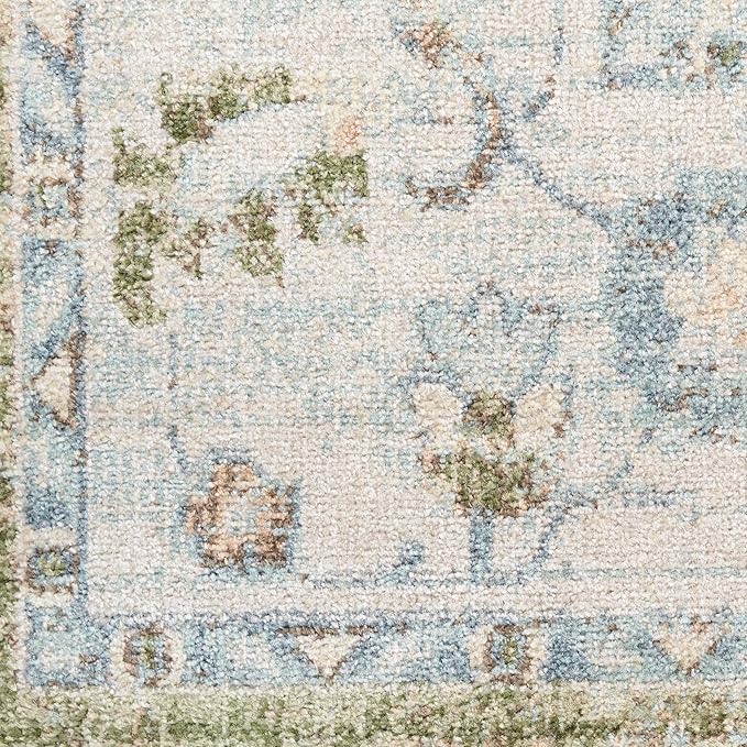 Nourison Home Astra Machine Washable Blue Green 2'2" x 10' Area Rug - Easy Clean, Non Shedding, Bed Room, Living Room, Dining Room, Kitchen (10' Runner)