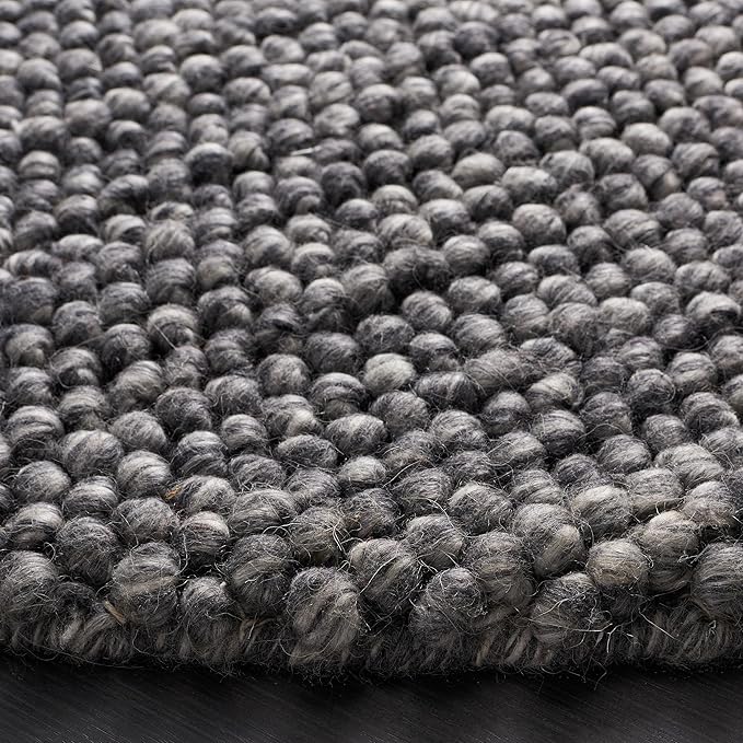 SAFAVIEH Natura Collection Area Rug - 4' Round, Dark Grey, Handmade Wool Blend, Textured Design, Ideal for Living Room, Bedroom, Dining Space (NAT620H)