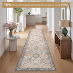 Bavni Runner Rug, Machine Washable Rugs for Bedroom 2x5, Non Slip Boho Rugs with Rubber Backing, Ultra-Thin Folable Rug Runner for Hallways Bathroom, Teal/Multi