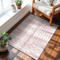 2x3 Machine Washable Area Rug for Entryway, Pink Vintage Moroccan Rug Non-Slip Low Pile Soft Faux Wool Small Carpet, Kids and Pets Friendly for Bedroom Kitchen Hallway Home Decor Rug