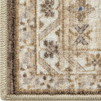 DEXI 10x14 Area Rug for Living Room, Washable Vintage Farmhouse Thin Rug Indoor Floor, Non Slip Stain Resistant Low Pile Carpet for Dining Room Bedroom Office, Light Brown