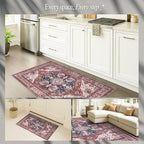 Fame Rugs Turkish Rug. Washable Vintage Oriental Antique Inspired Traditional Doormat Small Modern Area Rugs Luxury Entryway Entry Bedroom Bathroom Kitchen (404RR, 7'5 x 9'9)