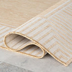 Nuloom Asha Tan/Ivory, 9'6" x 12', Casual, Striped Border, Soft and Cozy, High Traffic, Stain Resistant, Easy Clean, Durable Area Rug for Indoor/Outdoor Patio, Deck, Porch, Garden, Courtyard