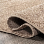 Eyely UES100G-9SQ Supersoft Haze Solid Low-Pile Indoor Area Rug, Coastal, Bohemian, Minimalist, Classic, Casual for Bedroom,Kitchen,Living Room,Non Shedding,Easy-Washing, Beige, 9' Square