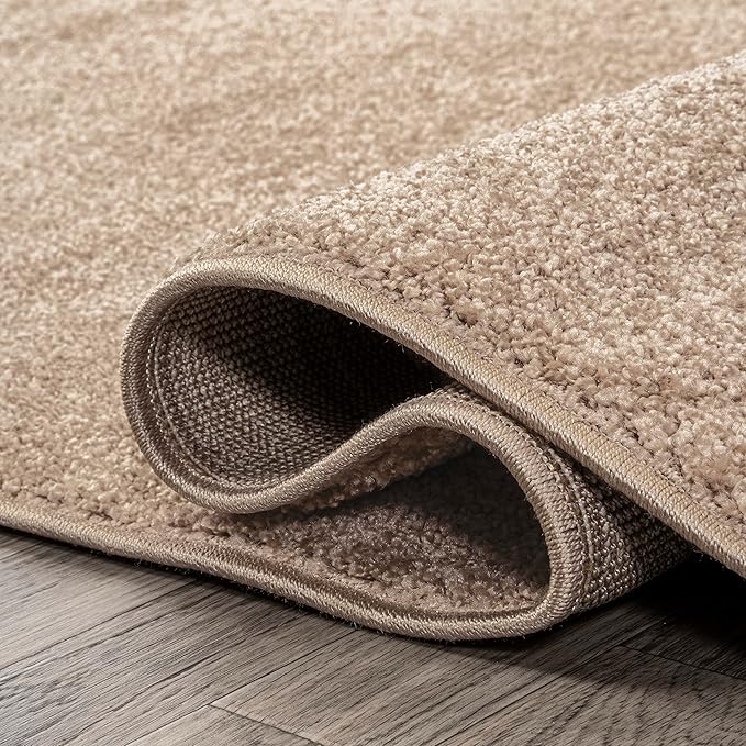 Eyely UES100G-14 Supersoft Haze Solid Low-Pile Indoor Area Rug, Coastal, Bohemian, Minimalist, Classic, Casual for Bedroom,Kitchen,Living Room,Non Shedding,Easy-Washing, Beige, 10 X 14