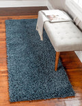 Unique Loom Davos Shag Collection Area Rug - Solid (2' 7" x 16' 5" Runner, Marine Blue)