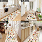 U'Artlines Runner Rug for Hallways & Kitchen - 2'6" x 10' Colorful Soft Non Slip Washable Boho Floral Floor Carpet for Entryway, Laundry Room, Bathroom - Beige