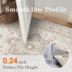 Taupe Runner Rug 2x6 Hallway Kitchen Washable Vintage Carpet Non Slip Retro Distressed Low Pile Soft Oriental Medallion Thin Long Throw Rug for Entryway Bathroom Office Laundry Dining Room