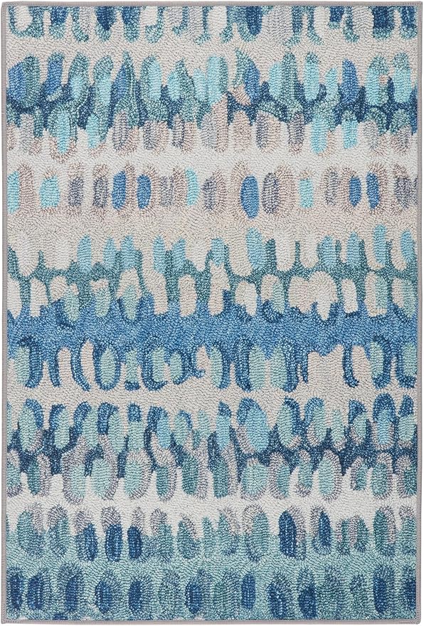 Dash & Albert Paint Chip Multi Machine Washable Rug, 8.5 X 11.5 Feet, Blue/Green Geometric Pattern