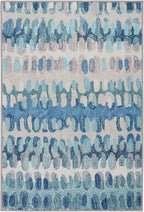 Dash & Albert Paint Chip Multi Machine Washable Rug, 7.5 X 9.5 Feet, Blue/Green Geometric Pattern