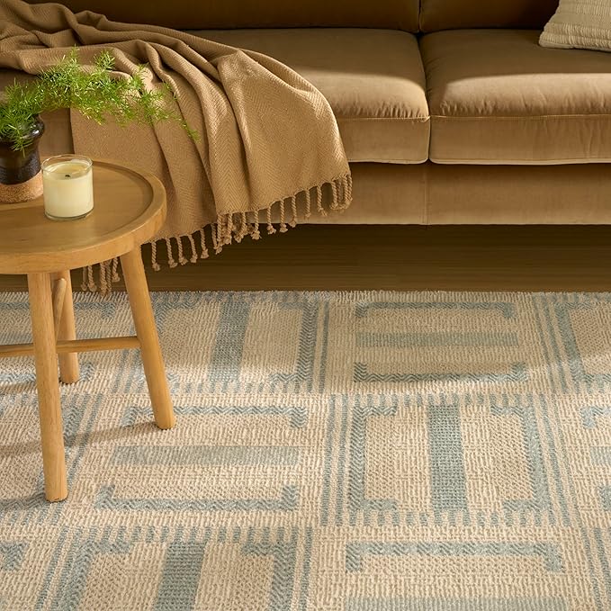 Nourison Home Nordic Ivory Blue 8' x 10' Area Rug - Easy Clean, Non Shedding, Bed Room, Living Room, Dining Room, Kitchen (8' x 10')
