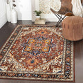 Moynesa Ultra-Thin Washable Oriental Area Rug - 3x5 Non-Slip Laundry Room Rug, Non-Shedding Stain Resistance Low Pile Kitchen Mat Indoor Throw Carpet for Fall Decor Bathroom, Brown/Multi