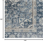 RUGGABLE Washable Area Rug – Kamran Admiral Blue 9x12, Stain-Resistant, Non-Slip – Large Machine Washable Rugs for Living Room, Bedroom, Hallway, Entryway & Office–with Cushioned Pad