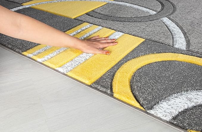 GLORY RUGS Area Rug Modern Soft Hand Carved Contemporary Floor Carpet with Premium Fluffy Texture for Indoor Living Dining Room and Bedroom Area (2x3, Yellow)