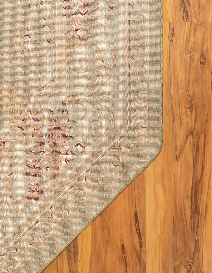 Unique Loom Versailles Collection Traditional Classic Floral Motif Area Rug (5' 0 x 5' 0 Octagon, Green/Ivory)