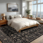 Area Rug Non Slip Machine Washable Ultra Soft Living Room/Bedroom/Kitchen/Outdoor/Classroom Black Gold, 8'×10'
