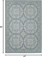 FH Home Flat Woven Outdoor Rug - Waterproof, Easy to Clean, Stain Resistant - Premium Polypropylene Yarn Farmhouse - Patio,Deck,Porch,Balcony,Laundry - Marbella - Ocean - 3ft 11 in x 5ft 6in