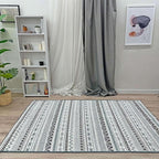 Alfa Rich 7x10 Blue Gray White Washable Area Rugs for Living Room Bedroom Kitchen Cotton Decor Rug