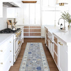 Fame Living Grey Oushak Runner Rug, Modern Runners, Vintage, Turkish, Eclectic, Floral, Pastel, Washable, Long Runner Rugs for Hallway, Kitchen, Living Room, Bedroom, Kitchen, Bathroom, 2'5"x13'