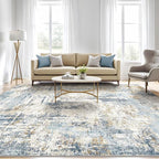 5x8 Area Rug Washable Rugs: Large Abstract Modern Soft Stain Resistant Indoor Floor Non-Slip Accent Carpet for Living Room Bedroom Nursery Playroom Dining Room Office Dorm Home House- Light Blue