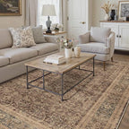 HUGEAR 5x7 Area Rug Brown Washable Bedroom Rug Vintage Neutral Soft Non Slip Distressed Carpet Low Pile Pet Friendly for Living Room Bedside Dining Room