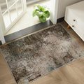 Small Rug with Abstract Pattern for Entryway Short Pile with Non-Slip Backing Throw Rugs, Foldable Kitchen Bathroom Rugs 2x3 FT Brown
