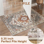 Tangsoo 3x8 Runner Rug for Hallway Long Washable Hallway Runner Rugs, Non Slip Vintage Soft Low Pile Rug Runner, Indoor 8ft Carpet Runners for Kitchen Bedroom Entryway Living Room Turmeric