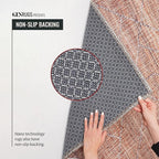 GLN Rugs Contemporary Collection - Machine Washable Area Rug, Contemporary Washable, Non Slip, Low Pile Chenille Rug, Living Room, Bedroom, Kitchen Rug (8' x 10' Grey/Green)