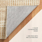 Dash and Albert Arbor Machine Washable Area Rug - 5' x 8' Neutral Stripe Washable Accent Rug Stain-Resistant, Anti-Slip, High Traffic Kitchen, Hallway, Mudroom