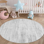 MUJOO Round Rug 4ft,Small Cicle Area Rug Washable,Circular Rugs for Entryway Bedroom Kitchen,Modern Abstract Non Slip Throw Carpet Accent Neutral Grey