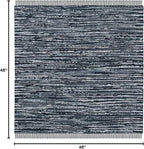 SAFAVIEH Rag Rug, Collection Area Rug - 4' Square, Black, Handmade Boho Stripe Cotton, Ideal for High Traffic Areas in Living Room, Bedroom (RAR121Z)