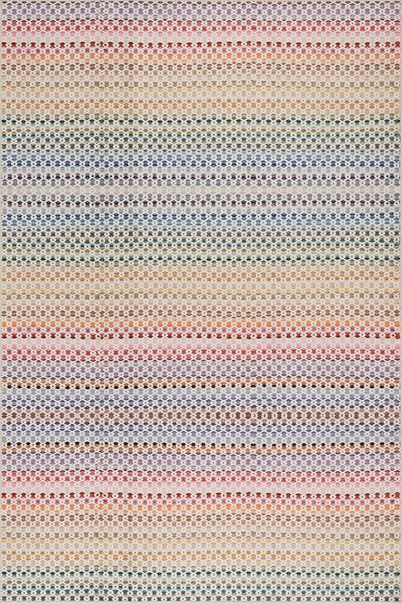 Dash & Albert Poppy Multi Machine Washable Rug, 5 X 8 Feet, Multicolored Geometric Pattern