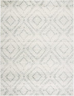 SAFAVIEH Adirondack Collection Area Rug - 9' x 12', Ivory & Green, Modern Diamond Distressed Design, Non-Shedding & Easy Care, Ideal for High Traffic Areas in Living Room, Bedroom (ADR131X)